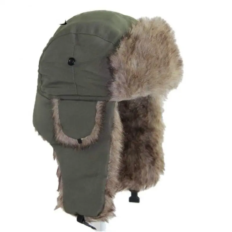 Men Women Trapper Bomber Hats Russian Ushanka Warm Winter Fur Earflap Hat Outdoor Sports Skiing Hunting Fishing Plush Cap