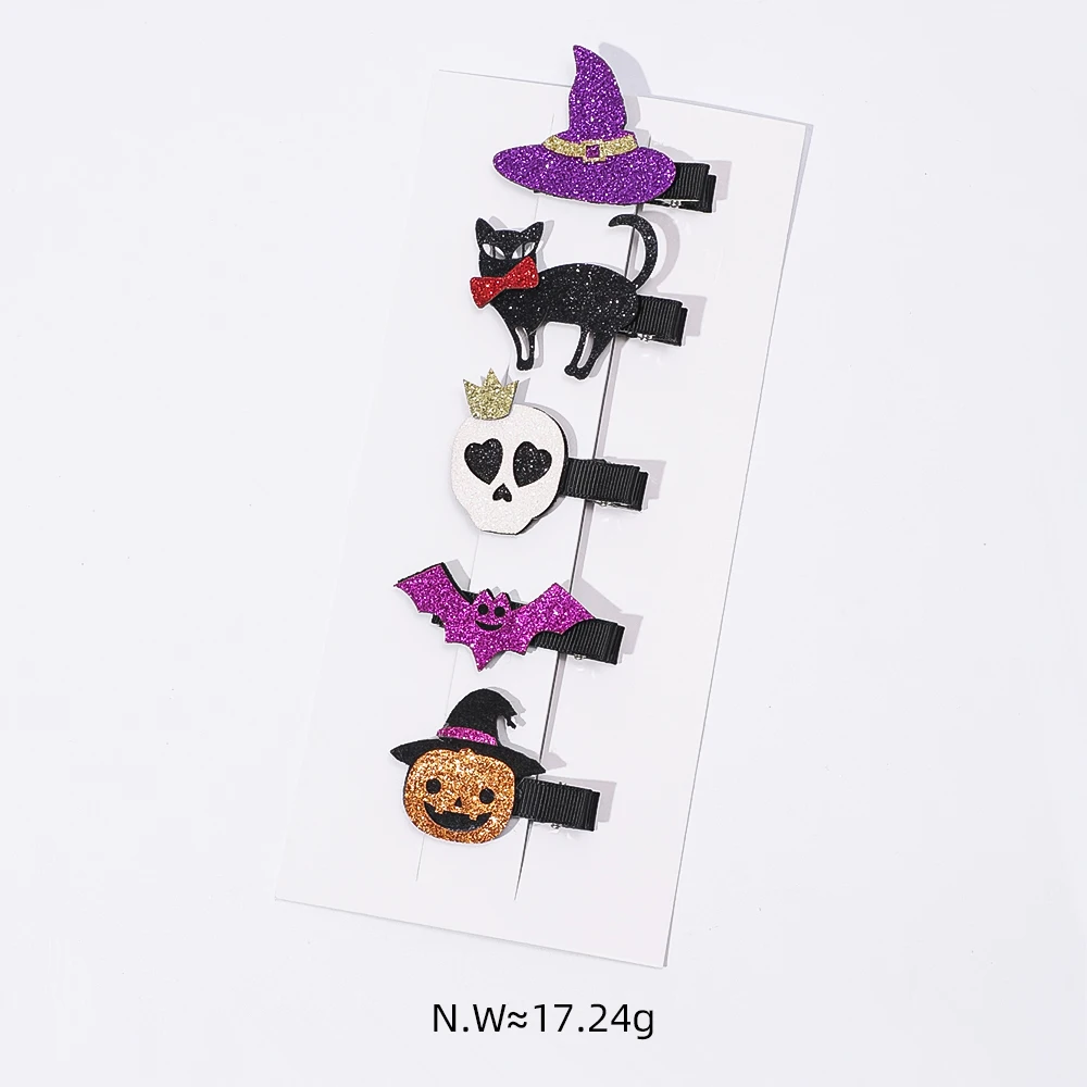 New Halloween Hairpins Pumpkin Bat Spider Elemental Hair Clips For Kids Cartton Funny Children Headwear Fahion Sequin Barrettes