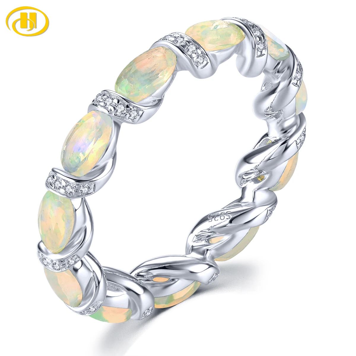 

Natural Opal Solid Sterling Silver Rings 1.56 Carats Genuine Gemstone Women Classic Special Design Fine Jewelrys S925 Gifts