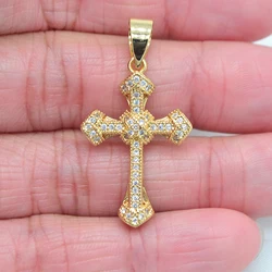 High Quality Gold Color Clear Cubic Zirconia Women Gorgeous Wrapped Cross Pendant Jewelry