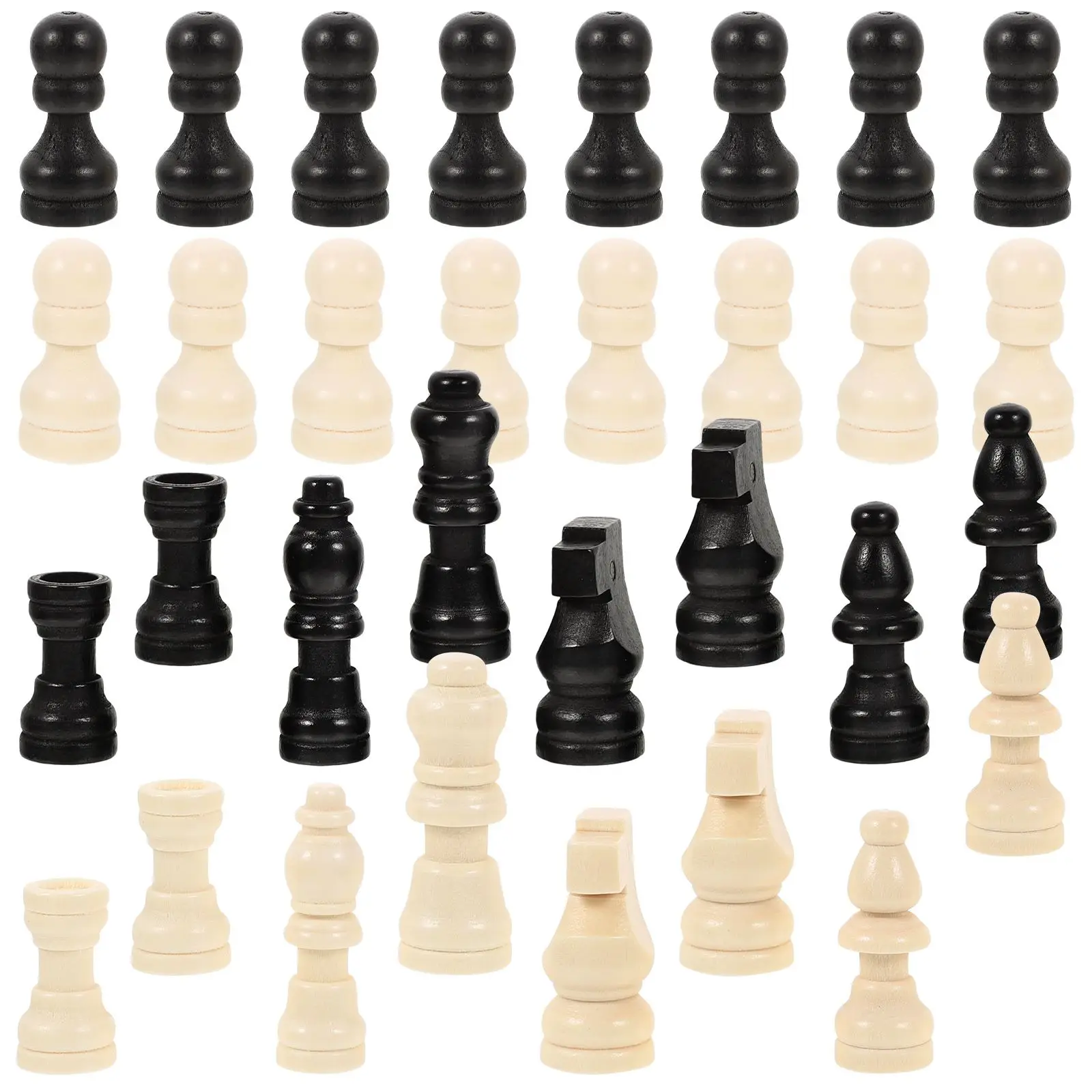 

2 Sets Wooden Chess Pieces International Standard Replacement Mini Chess Game Accessories Wood Chessboard Travel Game