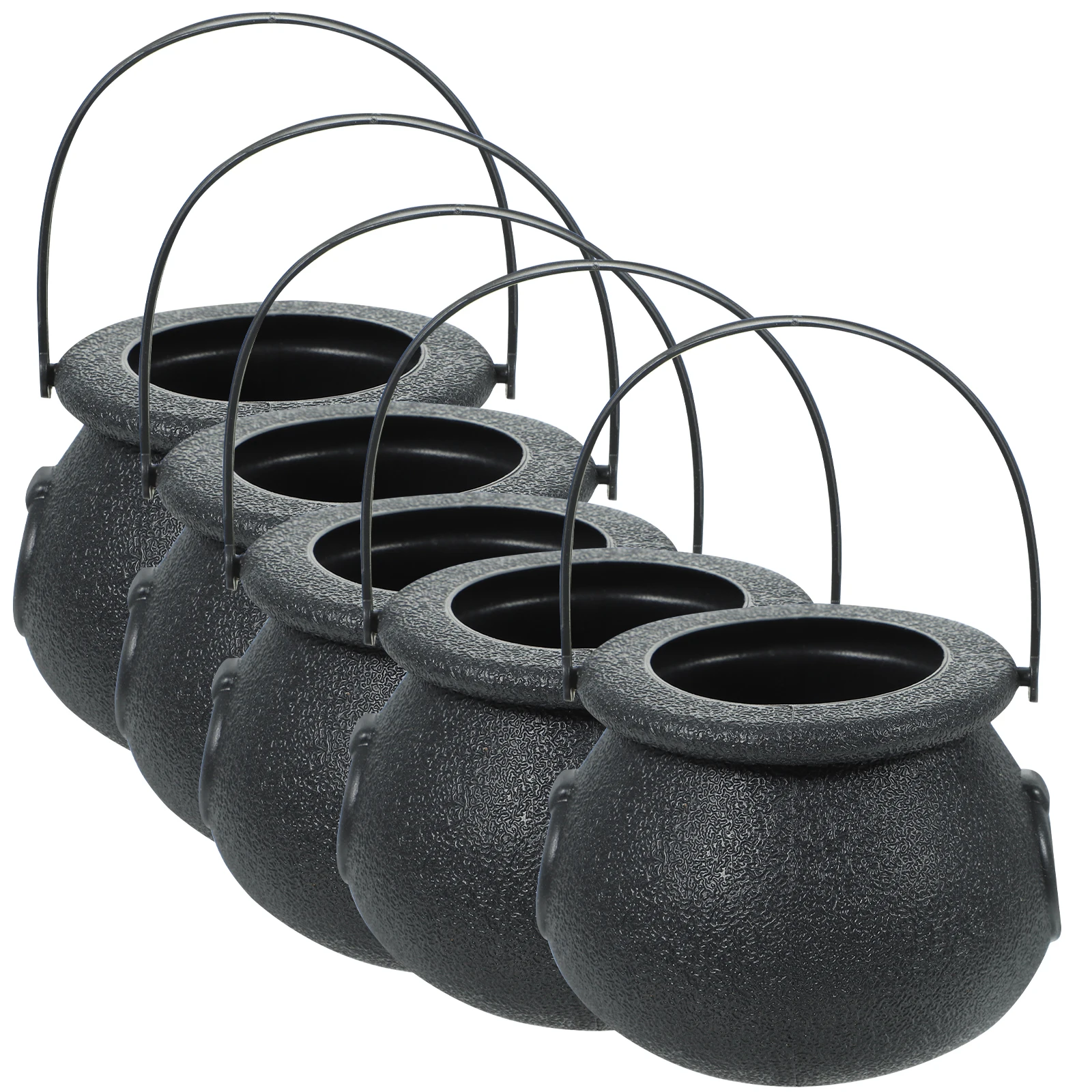 

6pcs Pumpkin Bucket Props Halloween Candy Jars Plastic Treat Containers Cute Witch Style Storage Buckets for Sweets
