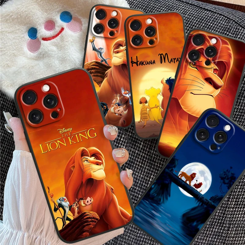 Simba The King Lion Animal For iPhone 15 14 13 12 11 XS XR X 8 7 SE Pro Max Plus Mini Black Cover Phone Case