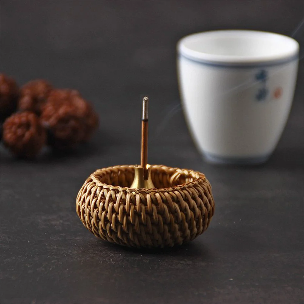 

Unique Handmade Incense Burner Stand Compact Rattan Tray for Burning Incense Reduces Odor Promotes