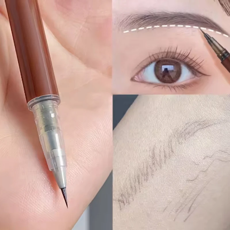 Wasserfester Flüssig-Augenbrauenstift, Langanhaltend, Grau-Braun, Ultra-Feiner Eyeliner, Hochpigmentierter Wild Nature Brow Tattoo Pen für Make-up