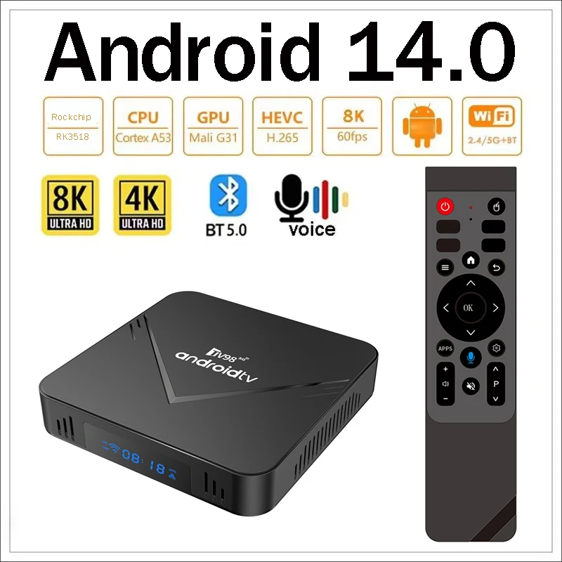Smart TV Box Android 4K 8K HD 4G 5G Dual WIFI 3D BT5.0 Video TV98 ATV X13 Media Player Rockchip RK3518 Set-top Box IPTV