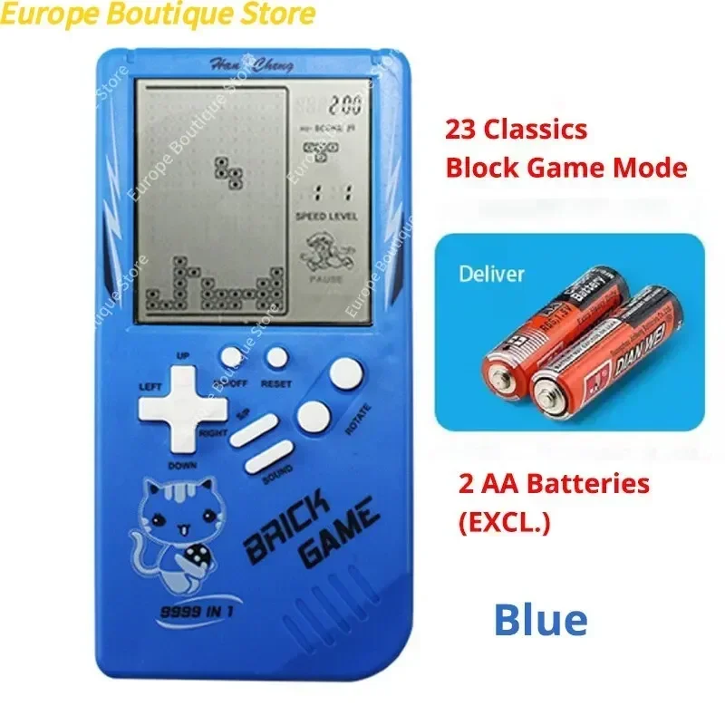 Gioco elettronico classico Puzzle retrò Giocattolo Console di gioco portatile blu a grande schermo Giocattoli per bambini