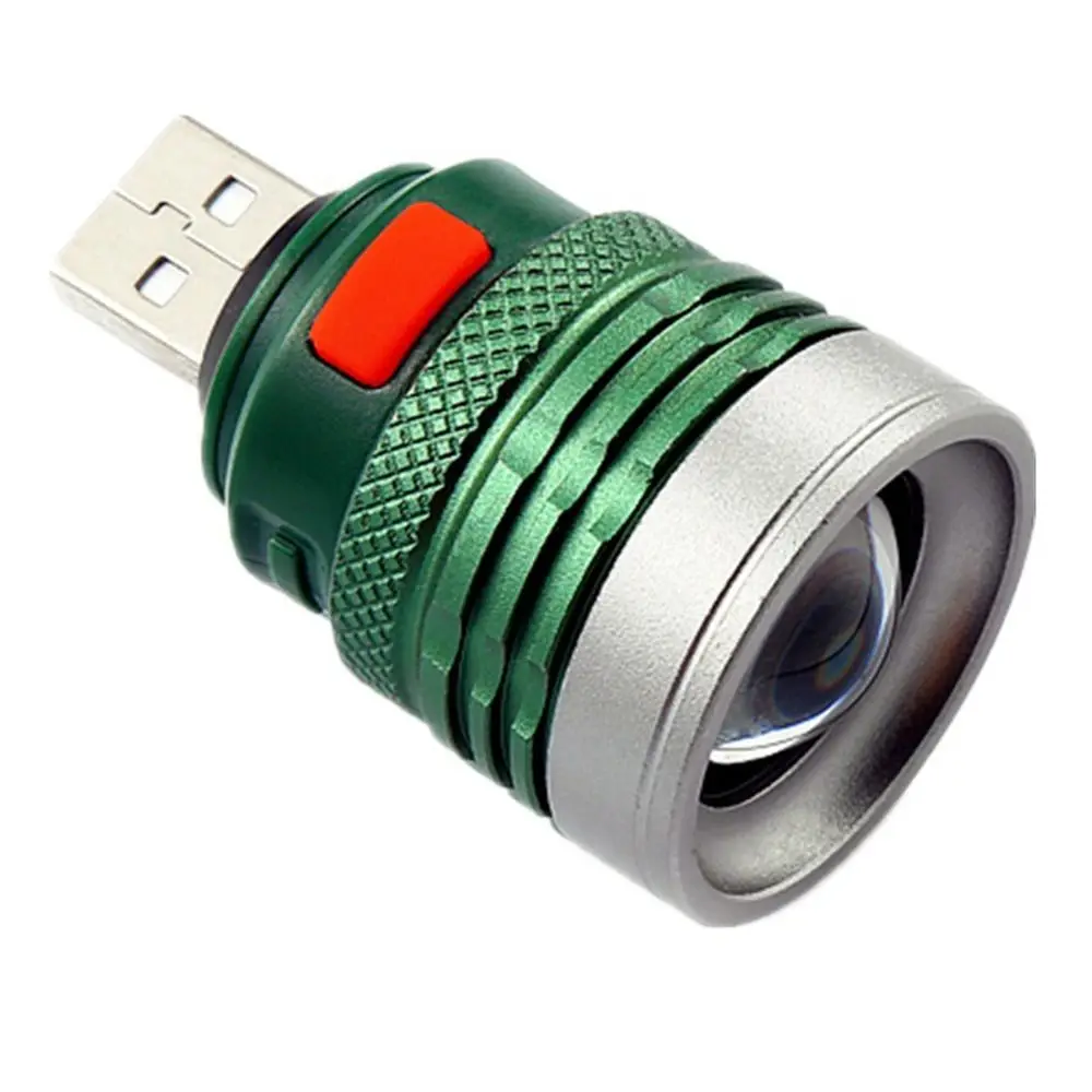 Interface USB Mini Lanterna, Power Bank, Flash Light, Zoomable Torch, 3 Modos