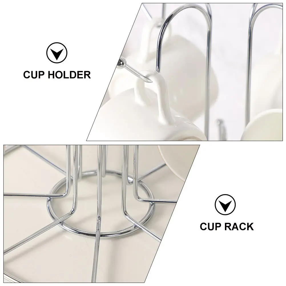 

1Pcs Kitchen Mug Rack Silver Tone Coffee Cup Holder Functional Cup Dry Rack for Office Home Bar Space Saving Design