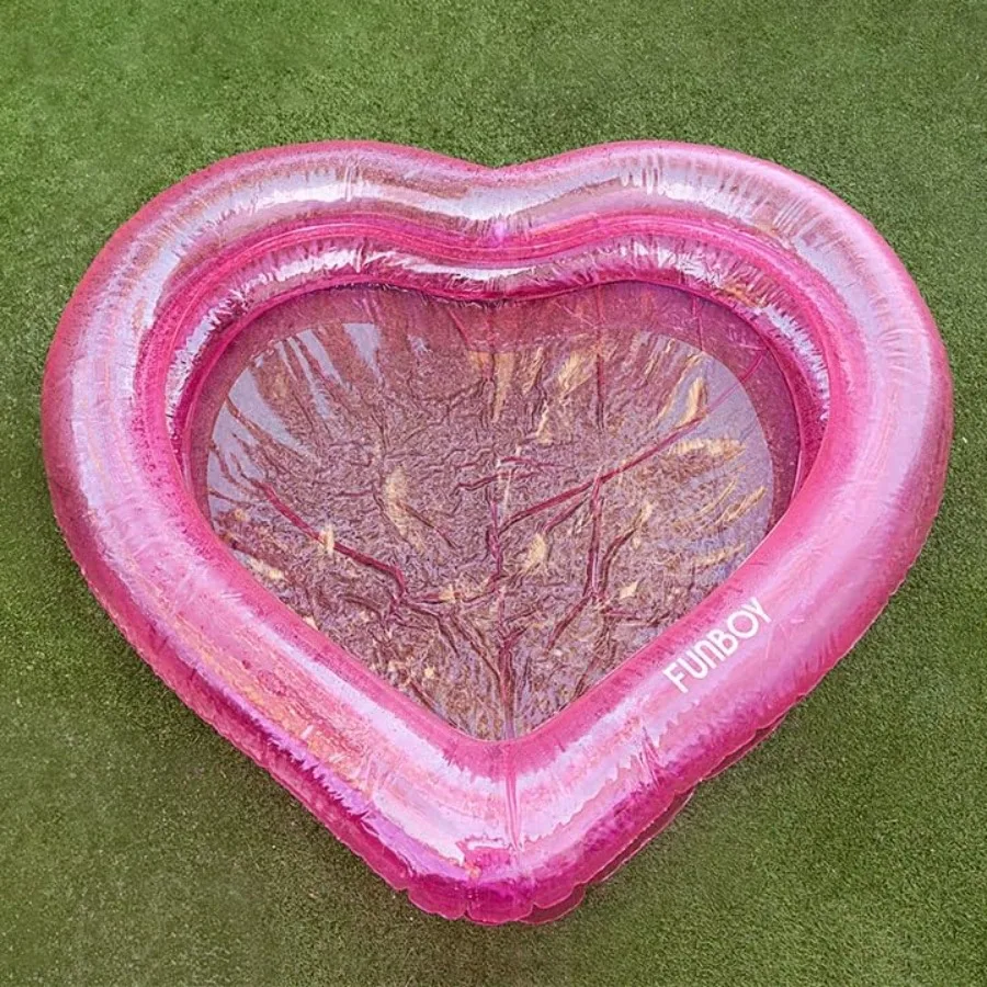 Year-Round Kiddie Pool for Ball Pits Swimming Beach Pool Parties Inflatable Luxury Clear Pink Heart Shape
