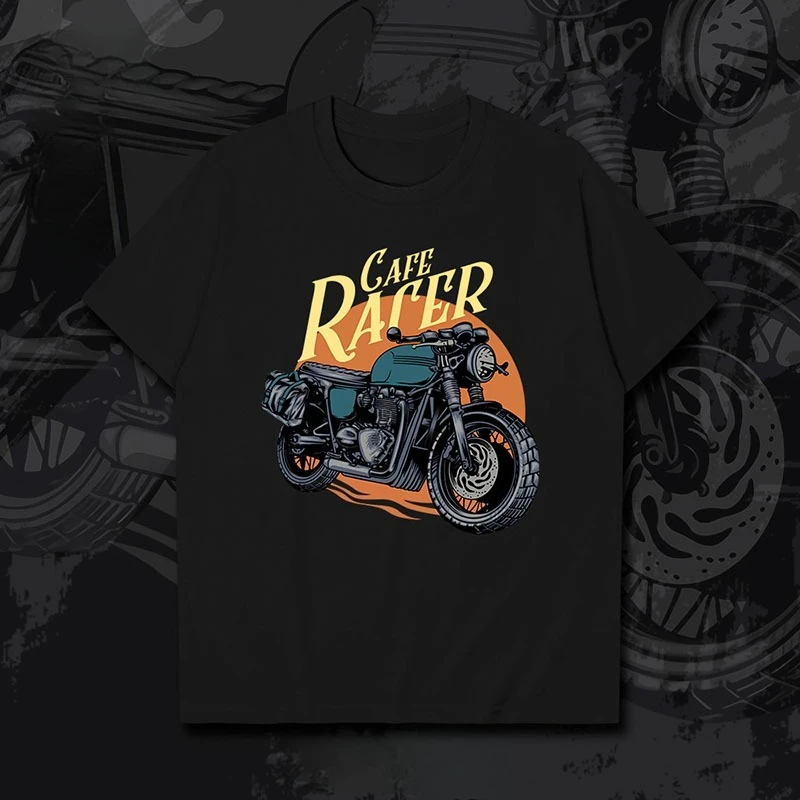 

2025Summer Cafe Racer Motorcycle Retro Motorcycle Printed T-shirt Y2Y Harajuku Suitable for Both Men and Women Camisetas Surf