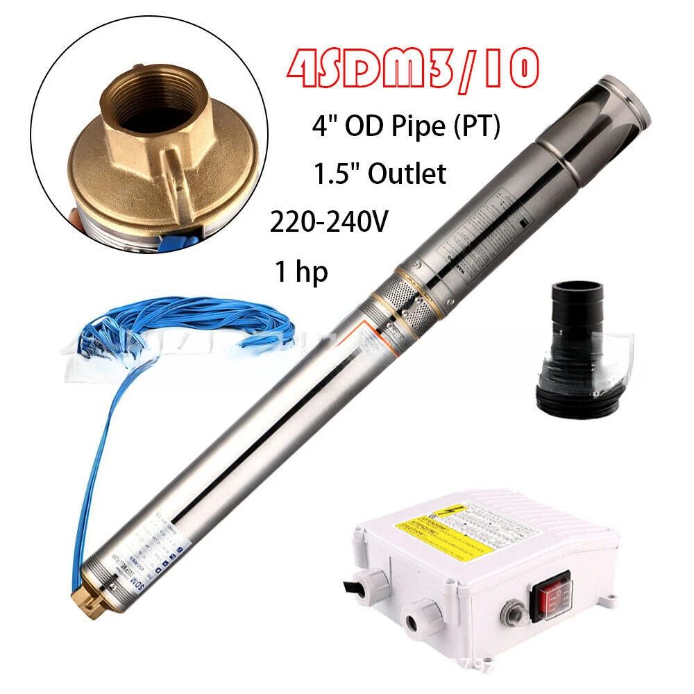 

1HP Stainless Steel Submersible Pump 220V Deep Well 4 "Fire Pump 1.5" Well Water