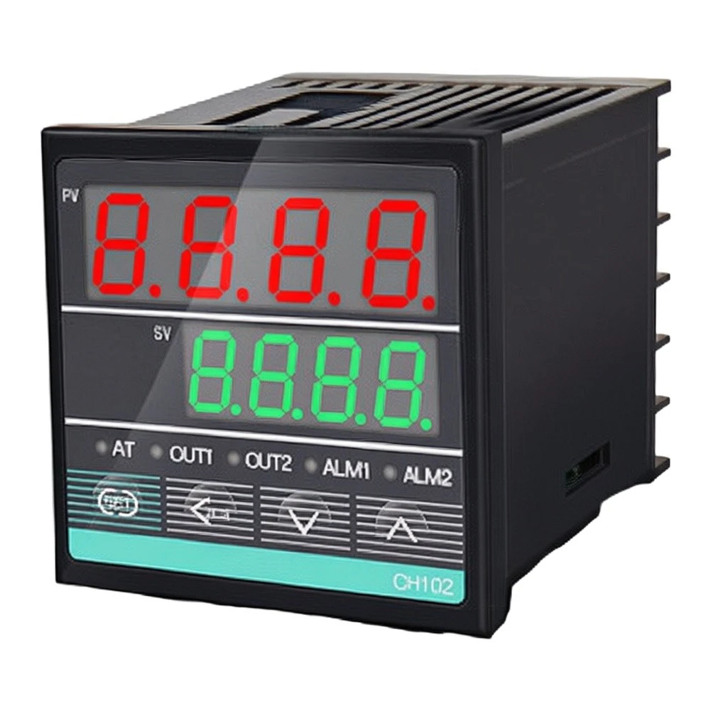 CH102 Compact Digital Thermostat 48x48x78mm with High Visibility Dual Color LED Display for Easy Operation and Monitoring