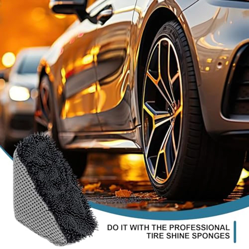 2Pcs Triangle Tire Polishing Waxing Sponge Brush Car Tire Washing Cleaning Brushes Contour Detailing Dressing Applicator Pad