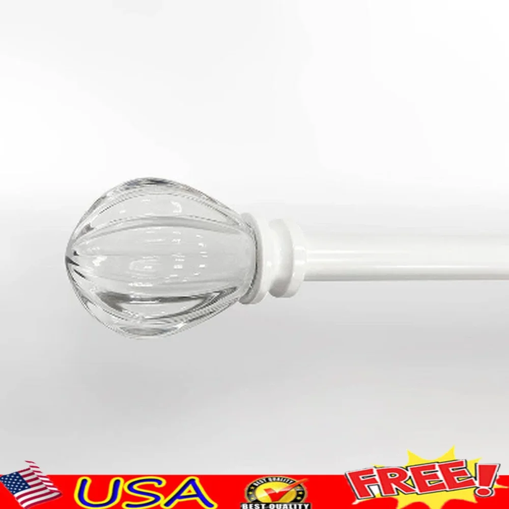 

Adjustable Decorative Curtain Rod Set with Acrylic Pumpkin Finials 28-48 Inch White Telescoping Pole Brackets Included Easy