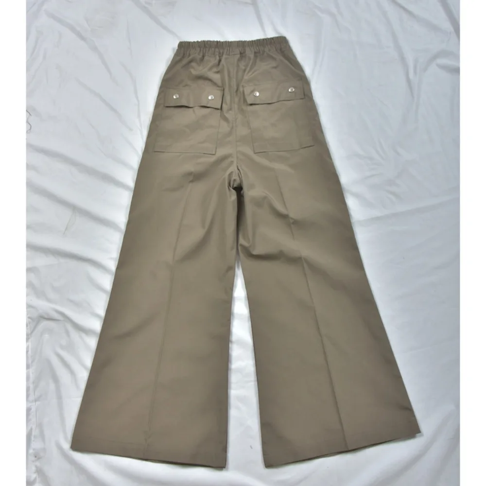 High Street Cotton Pants Men's Simple Casual Gray Card Color Cover Foot Horn Wide Leg Streetwear Casual Loose Pants