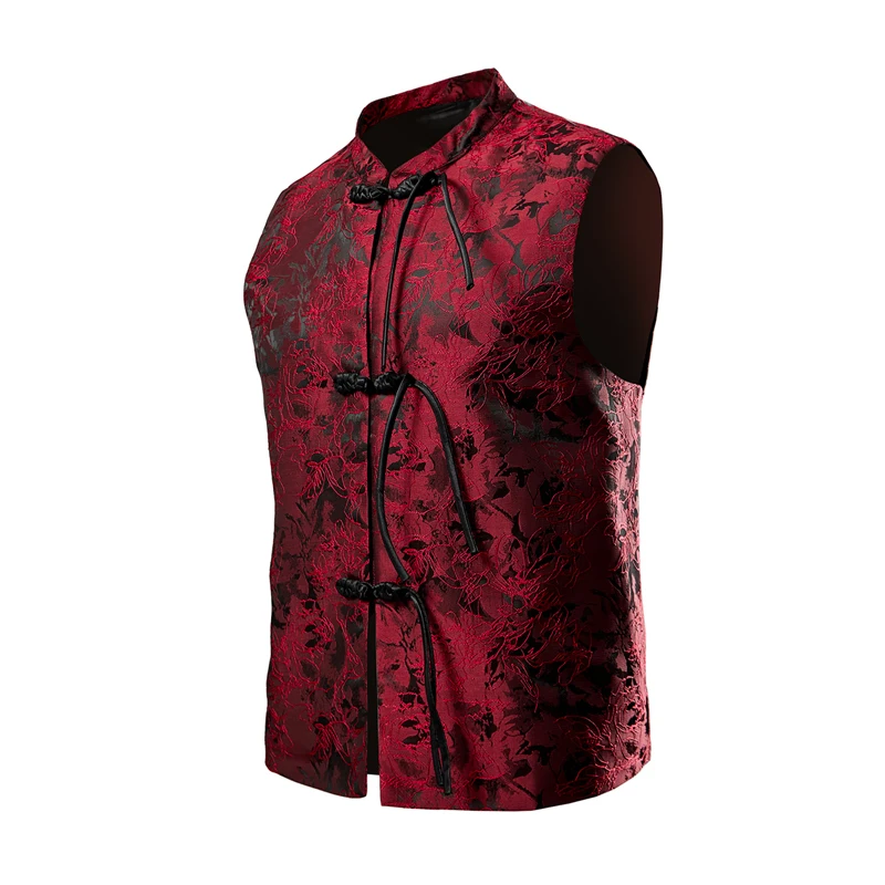 Men Chinese Traditional Style Vests Men buckle Vests Fashion Casual Solid Color Tank Tops Male Hanfu Vests