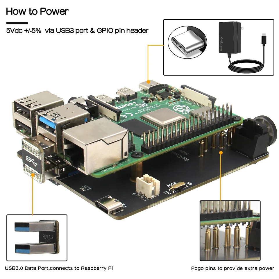 Geekworm拡張ボードraspberry pi 4,key-m ssd,x873,v2.0,m.2 nvme