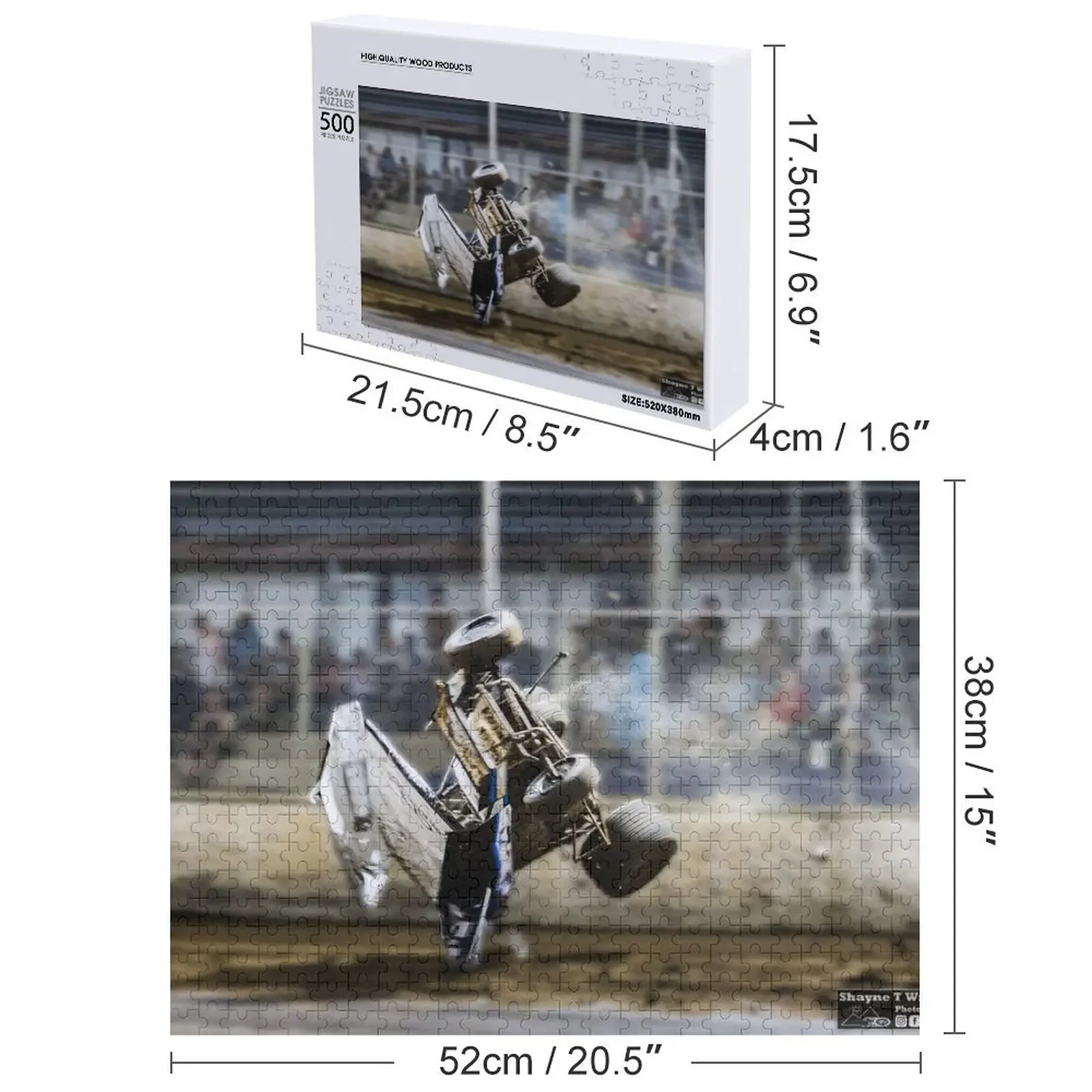 Sprintcar crash at over 100mph Jigsaw Puzzle Wood Name Photo Personalized Gifts Christmas Toys Puzzle