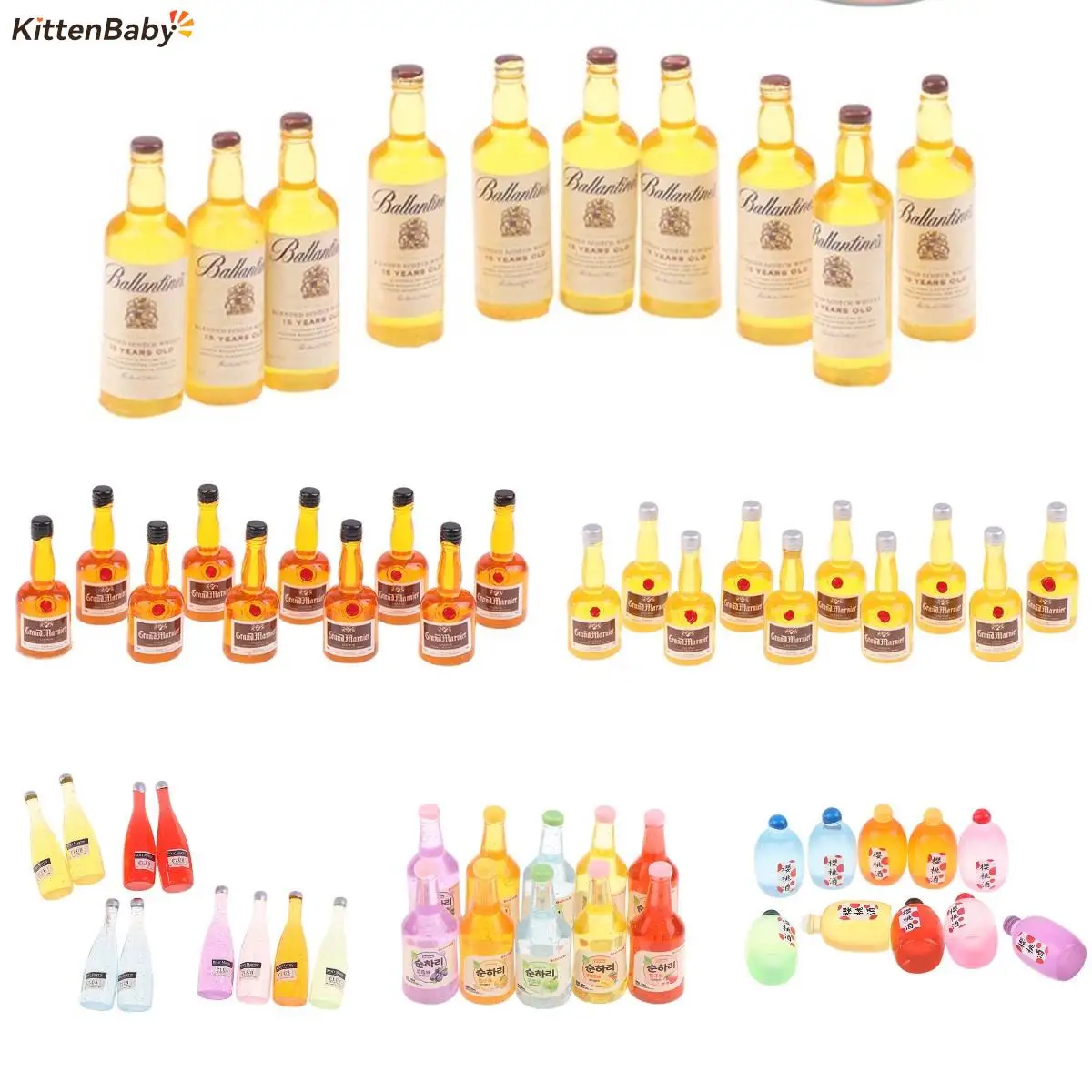 5Pcs/10Pcs 1/12 Dollhouse Miniature Accessories Mini Wine Bottle Simulation Drinks Model Toys For Doll House Decoration