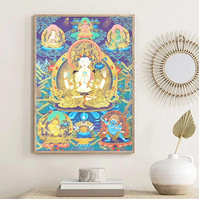 Buddhist Poster Bodhisattva Buddha Canvas Printing Posters Buddhist Wall Art  Decoration Painting For Home Room  Art Decoration