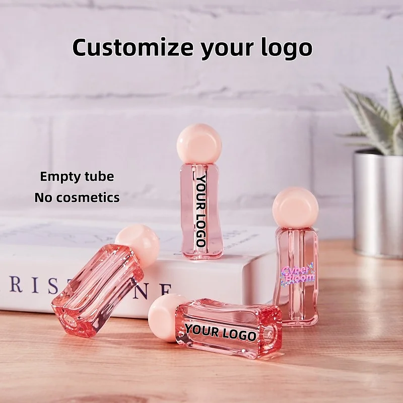 【شعار مخصص】50 قطعة مخصصة 3 مللي زجاجة ملمع شفاه وردي شبه شفاف أنبوب ملمع شفاه دفعة صغيرة مصنع التخصيص #4