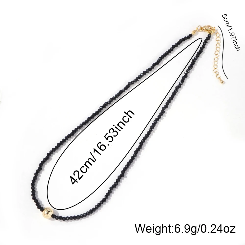Go2boho Layered Black and Gold Plated Beaded Necklace with Faux Pearls Handmade Adjustable Jewelry for Women Gift