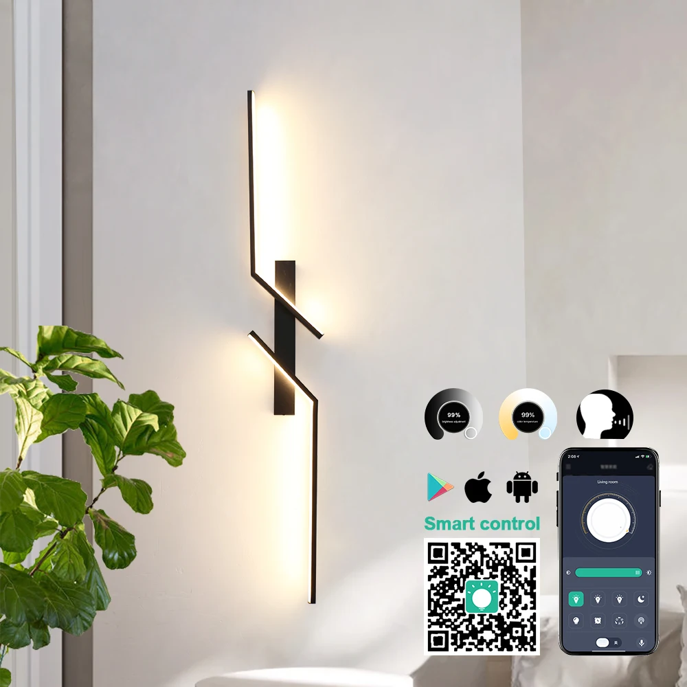 

Modern LED Long Wall Lights Bedside Sconces LED Wall Lamps Smart APP Control Living Room For Home Decoration Indoor Lighting