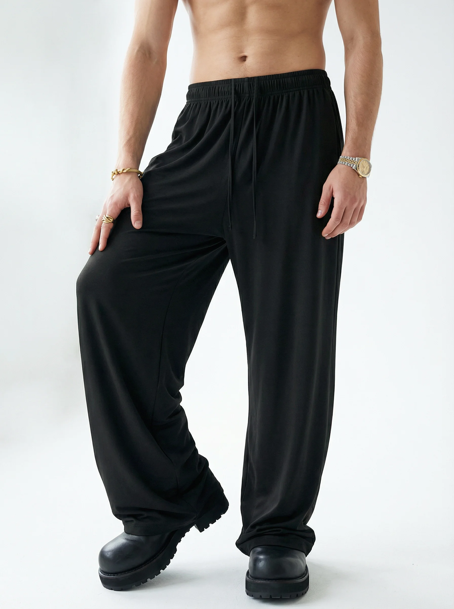 

Spring Summer 2026 Men's Earth Tone Loose Fit Sweatpants Casual Spor Straight Leg High Street Long Trousers Trendy Brand
