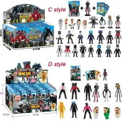 PVC Action Figure Modelo do WC, Estilo Aleatório, Action Figure, Brinquedo com Jogo de Cartas, Skibidi, Monitor VS, Bonecas como Presentes, 24 Pacote/Conjunto