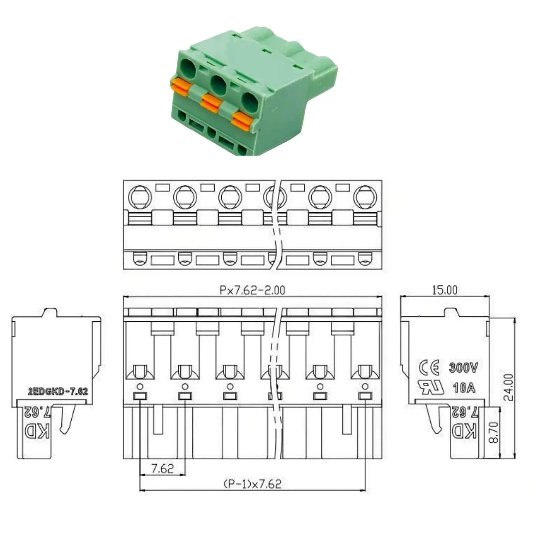 25PCS/50PCS  7.62mm pluggable terminal block KF 2EDGKD 7.62