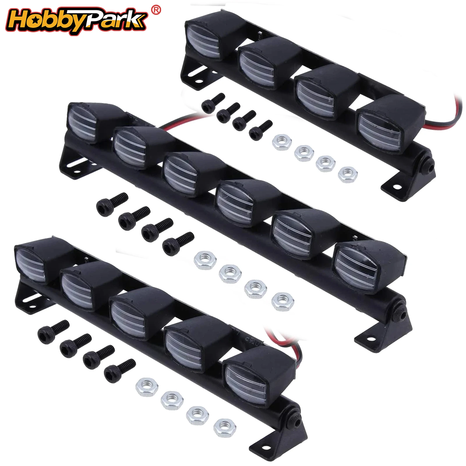 HobbyPark Lichtleisten-Kit Upgrade für 1/10 RC Crawler Karosserie Dach-LED-Leuchten LKW-Zubehör