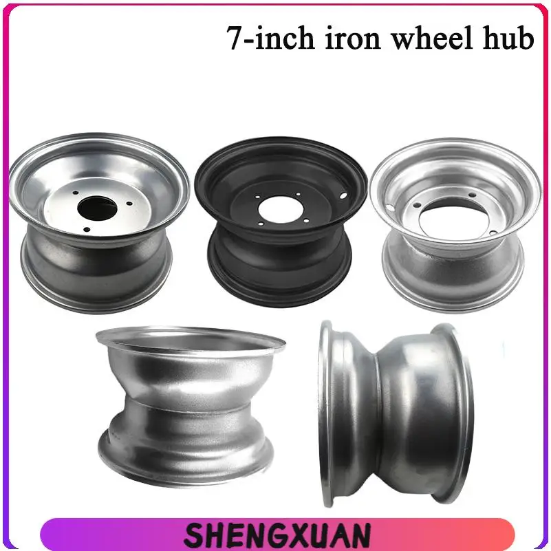 16X8-7 ATV Wheel Rim High Strength Aluminum Alloy 8 Inch Wheel Rim Hub for Go Karts Golf Carts Silver Four Hole Silver