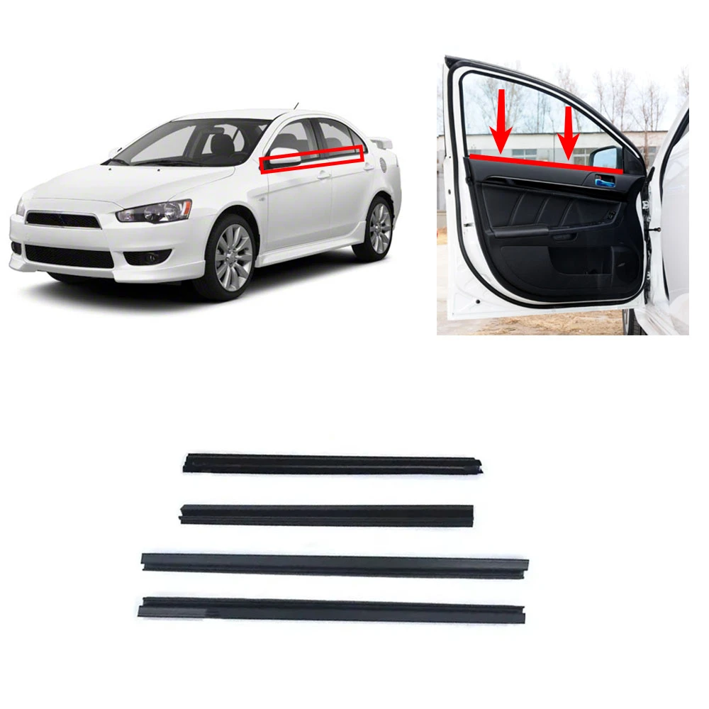 4 Piece Inner Windows Glass Rubber for Lancer CY CX Black Sealing Strip for Fortis Door Belt for Evo Cz 5706A027