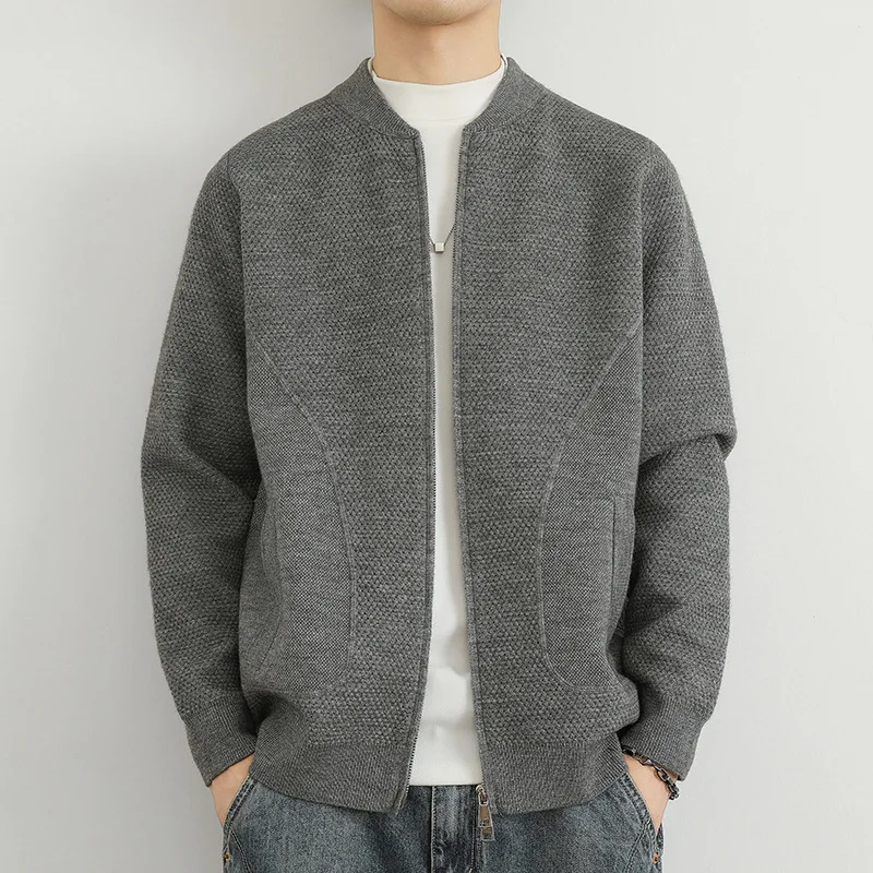 

Spring And Autumn Double Zipper Solid Color Men'S Cardigan Knitted Sweater Casual Sweater Korean Style Versatile