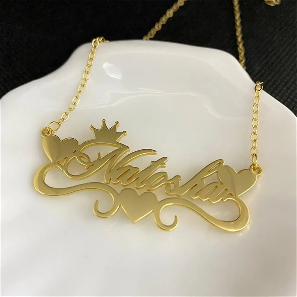 

Custom Three Hearth Necklace Stainless Steel Clavicle Chain Personalized Nameplated Necklaces For Women Girl