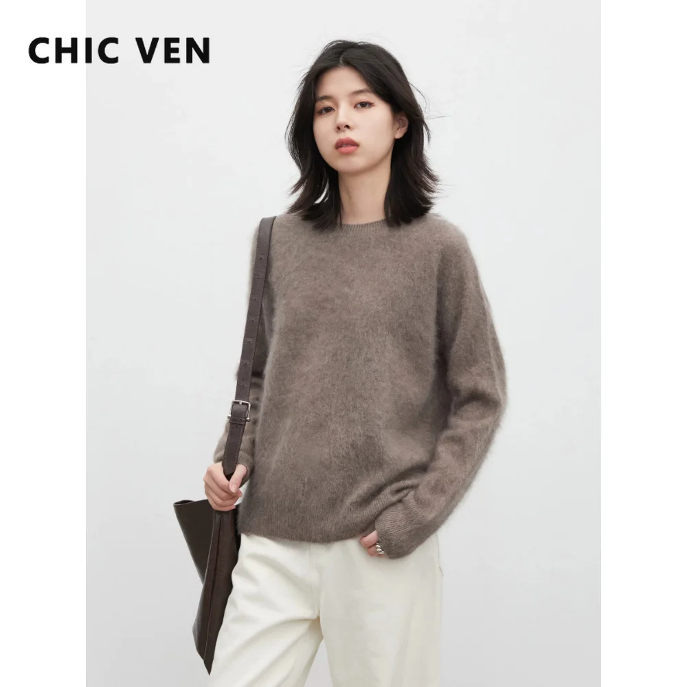 CHIC VEN Women Woolen Sweaters O Neck Solid Loose Casual Long Sleeve Oversize Jumpers Female Top Pullovers Autumn Winter 2026