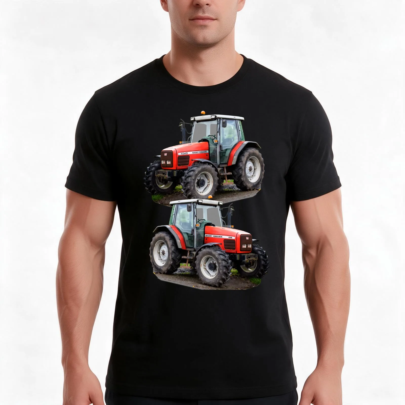Red tractor Fergus 4345 T-Shirt, Summer Casual Cotton Tee, Oversized Streetwear Tops, Vintage Graphic Print, Unisex Men Women