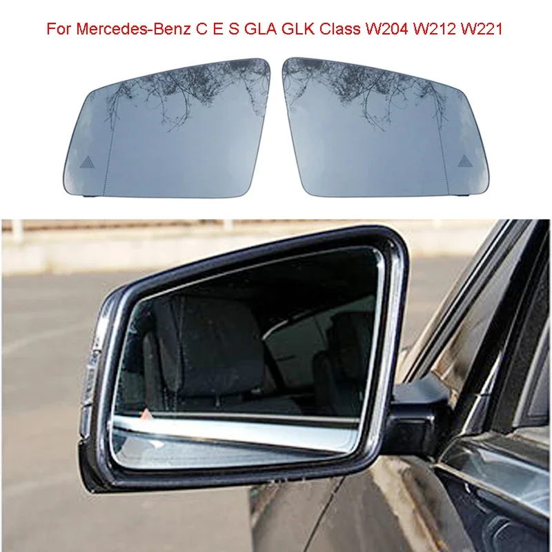 Wide Angle Replacement Heated Blind Spot Warning Wing Rear Mirror Glass For Mercedes-Benz C E S GLA GLK Class W204 W212 W221