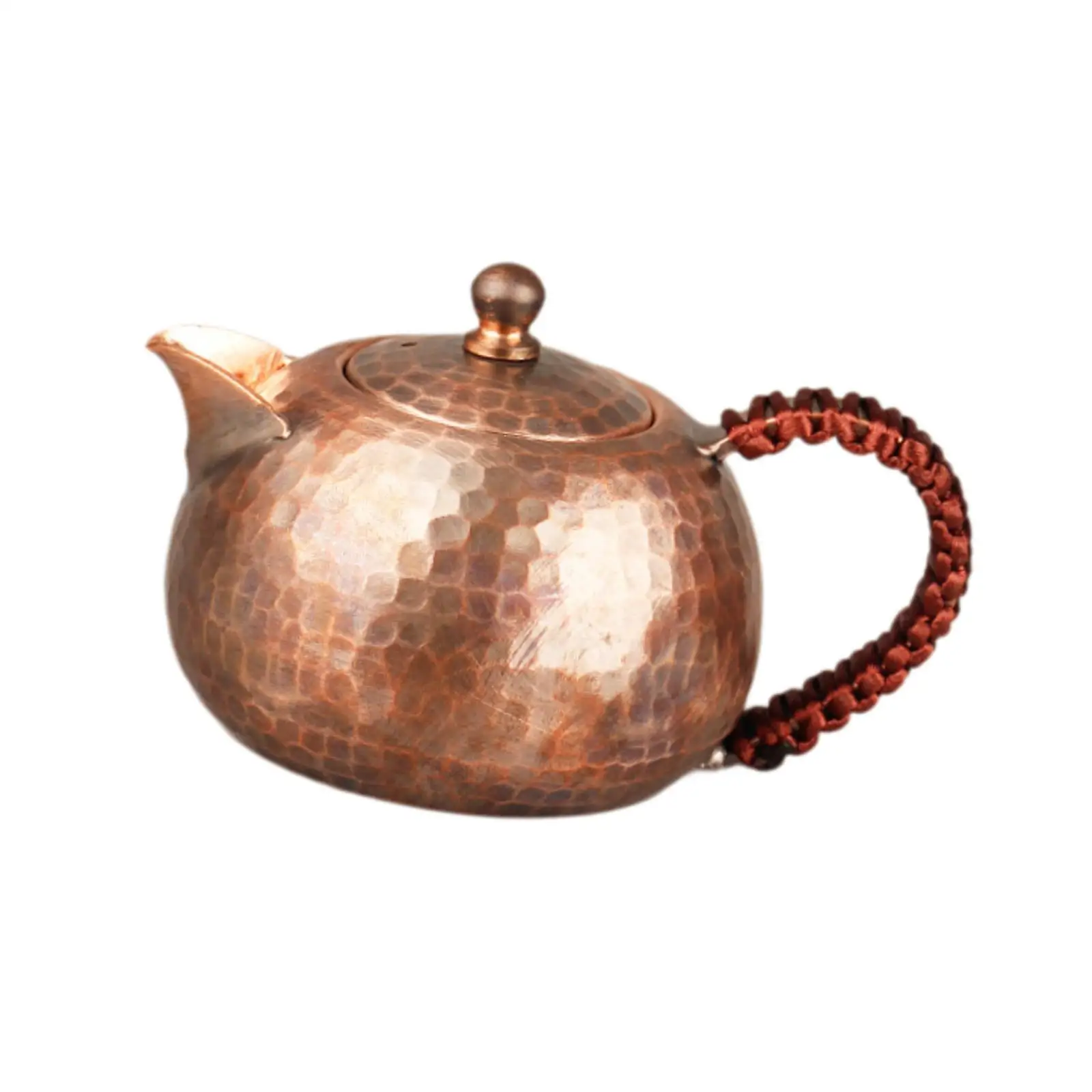 Tea Kettle Wrapped Handle Handmade Ancient Charm Water Kettle Chinese Copper Kettle for Camping Hiking Kitchen Hotel Household