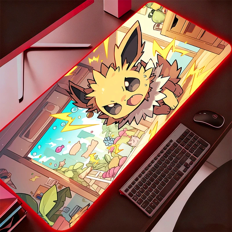 RGB Large Gaming Mouse Pad Anime Pokemon Pikachu PC Computer Gamer Desk Mat Backlight XXL Laptop LED Mousepad Backlight