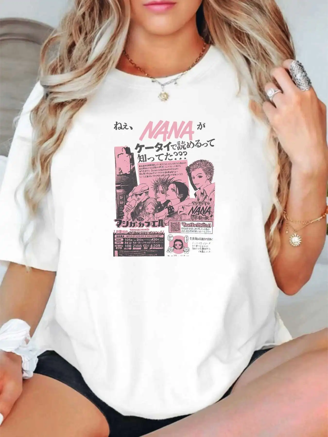 

【1143189】 Женская футболка больших размеров с круглым вырезом и короткими рукавами, эластичными половинными рукавами и модными принтами