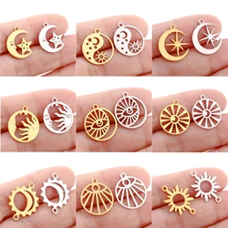 5pcs/Lots Stainless Steel Moon/Sun/Star Charms Pendants for Bracelet Necklace Jewelry Making Findings DIY Handmade Accessories
