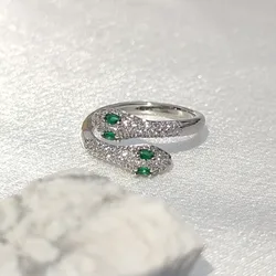 Minimalist Snake Shaped Zircon Rings Copper Colorful Vintage Snake Shape Rings Snake Shaped Set Zircon Ring Woman