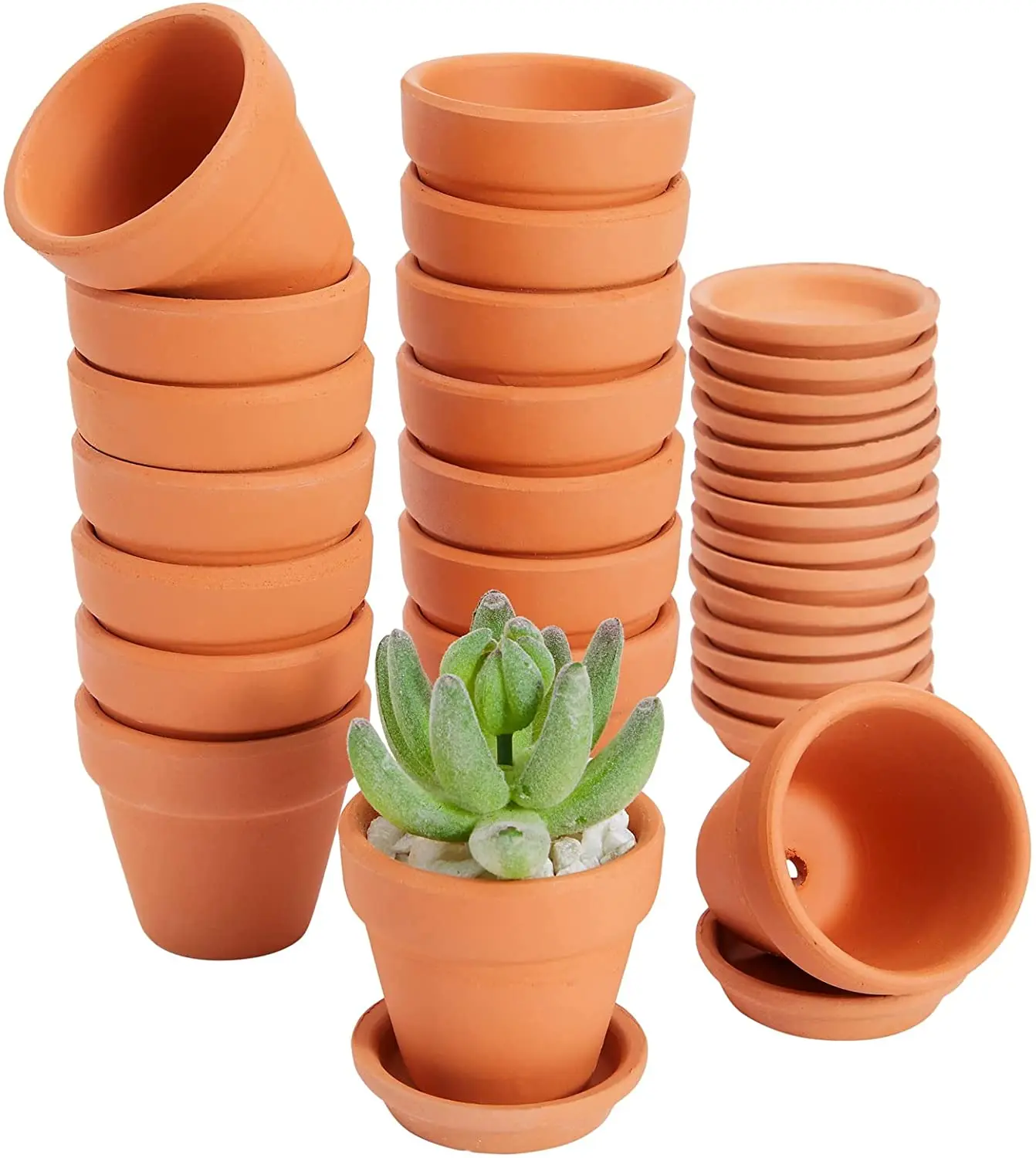 Imagem -05 - Panelas de Argila com Pires Cerâmica Plantador Cactus Vasos de Flores Suculenta Pot com Furo de Drenagem-ótimo para Plantas Artesanato Pcs 3.2