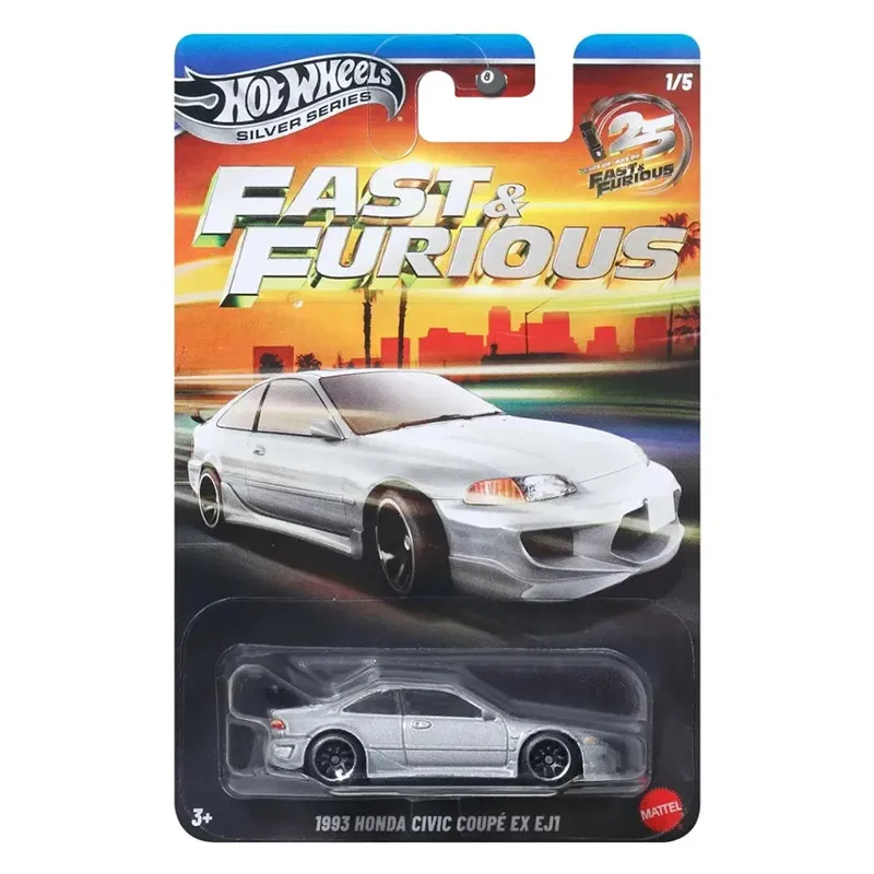 Hot Wheels Diecast Car Model 26 New Alloy Fast Furious Silver Series Honda Civic Dodge Charger Mitsubishi Eclipse For Collectors