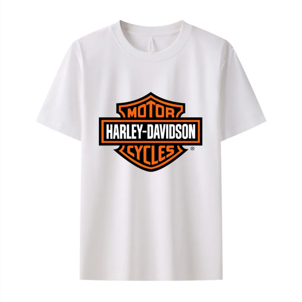Harley Davidson Sommer-Motorrad-T-Shirt mit kurzen Ärmeln für Herren, Baumwolle, bedrucktes Muster, Damen-T-Shirt für Outdoor-Sport, belüftet, Fitness-Tops