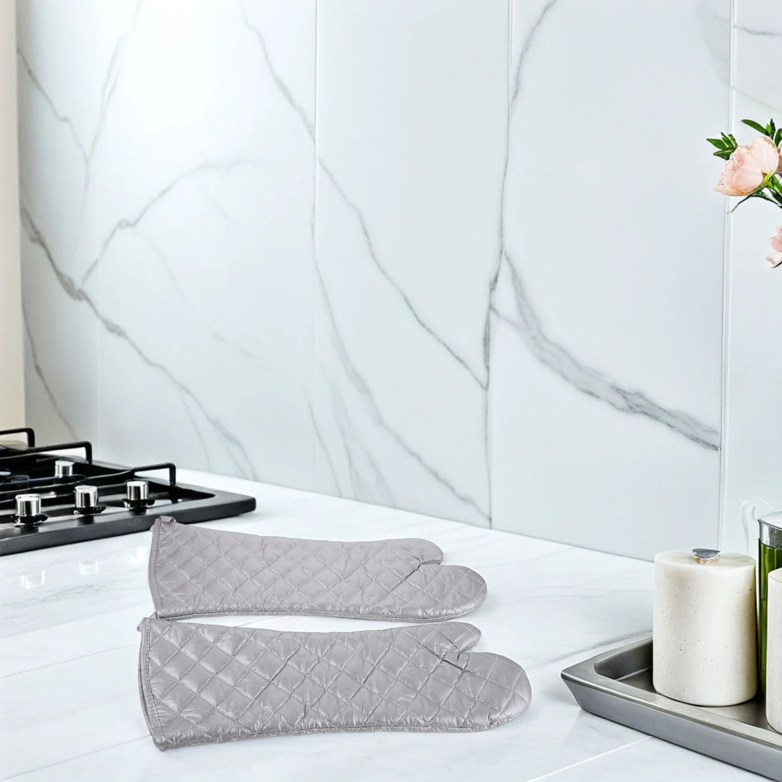 

1 пара прихватков, термостойкие перчатки для гриля, барбекю, нескользящие текстуры, защита для выпечки и приготовления пищи, многофункциональные термостойкие перчатки