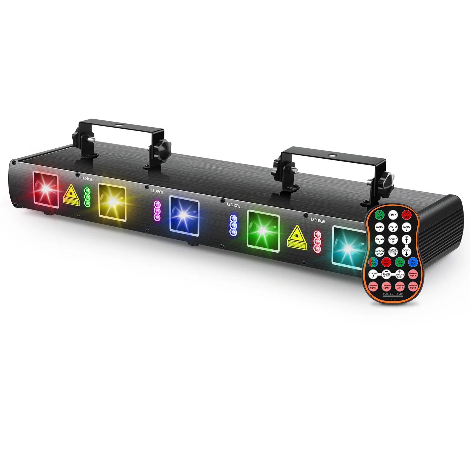 BOTAI RGBYC Mini Five-hole Laser + LED RGB Stage Light Line with Remote Control DMX