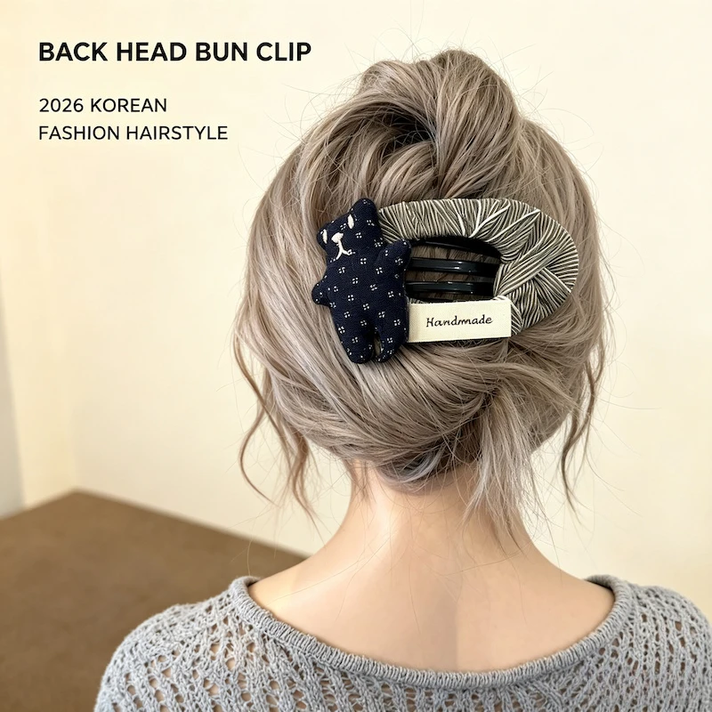 2026 New Korean Style Shell Shaped Hair Clip Cute Bear Decoration Sweet Girls Hairpin Fashion Casual Daily Party Hair Accessory